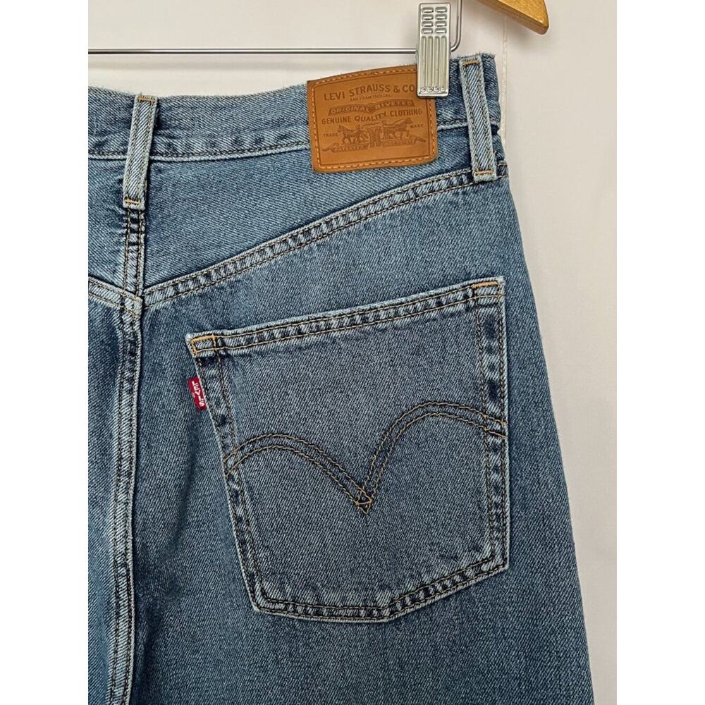 Levi’s Premium Denim Wide Leg High Waist High Loose Jean Distressed Size 29 Blue - Picture 7 of 16